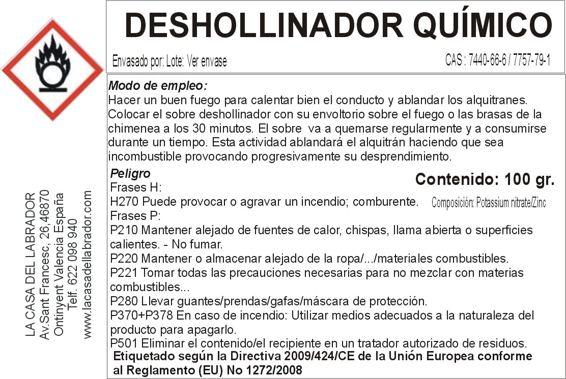 DESHOLLINADOR QUÍMICO EN POLVO - ESTUFA Sobres de 100 gr. (PACK 100gr x 7 unidades) - Image 2