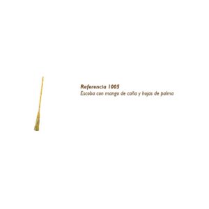Escoba con mango de caña y hojas de palma