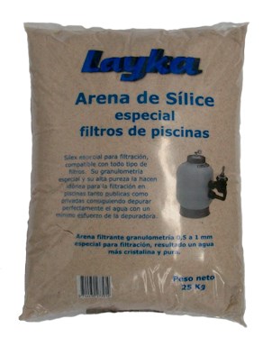 Arena de Sílice (Sílex) para Filtros de Piscinas Húmeda Saco 25 Kg (0.5 a 1).